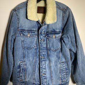 Abercrombie & Fitch Blue Denim Jacket with Cream Collar